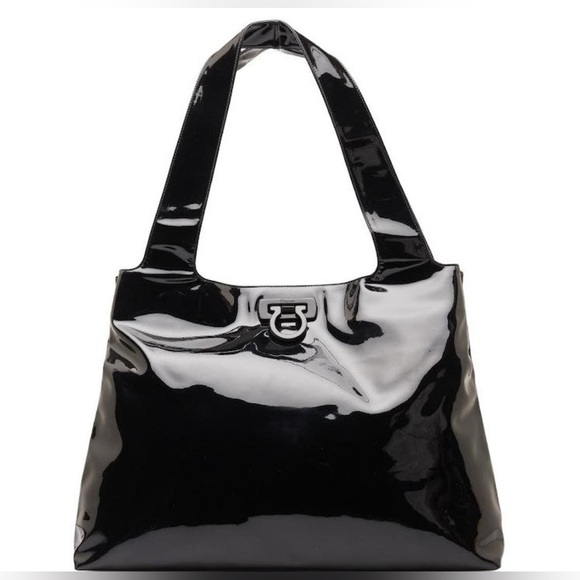 Salvatore Ferragamo Handbags - Salvatore Ferragamo Gancini Black Patent leather tote